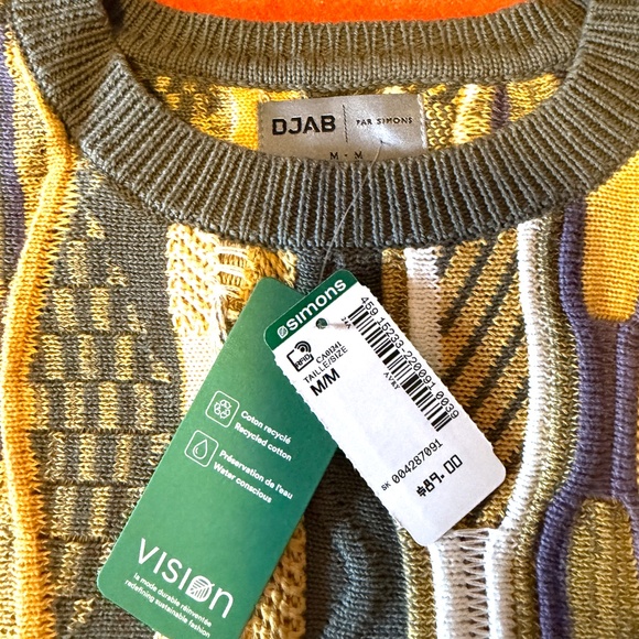 Yellow, khaki and purple oversized mixed knit textured striped long sleeve NWT - Picture 7 of 8